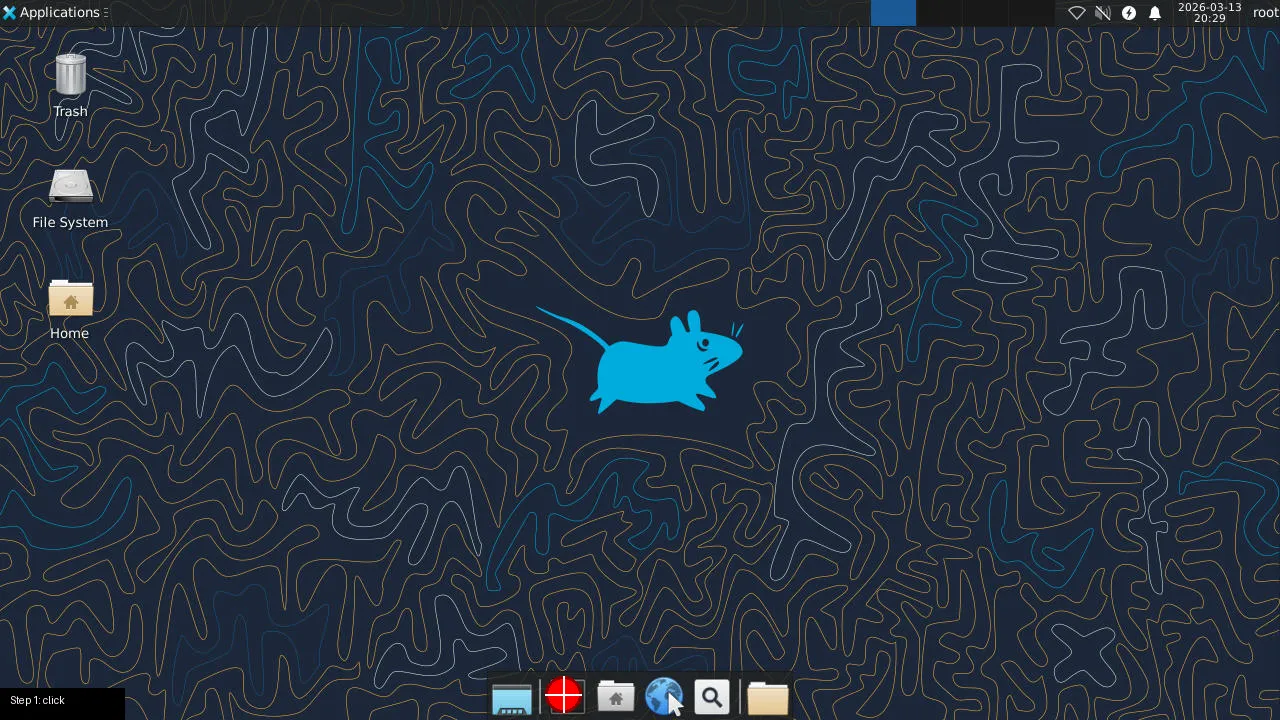 Step 1: Northstar sees the desktop and clicks the terminal icon
